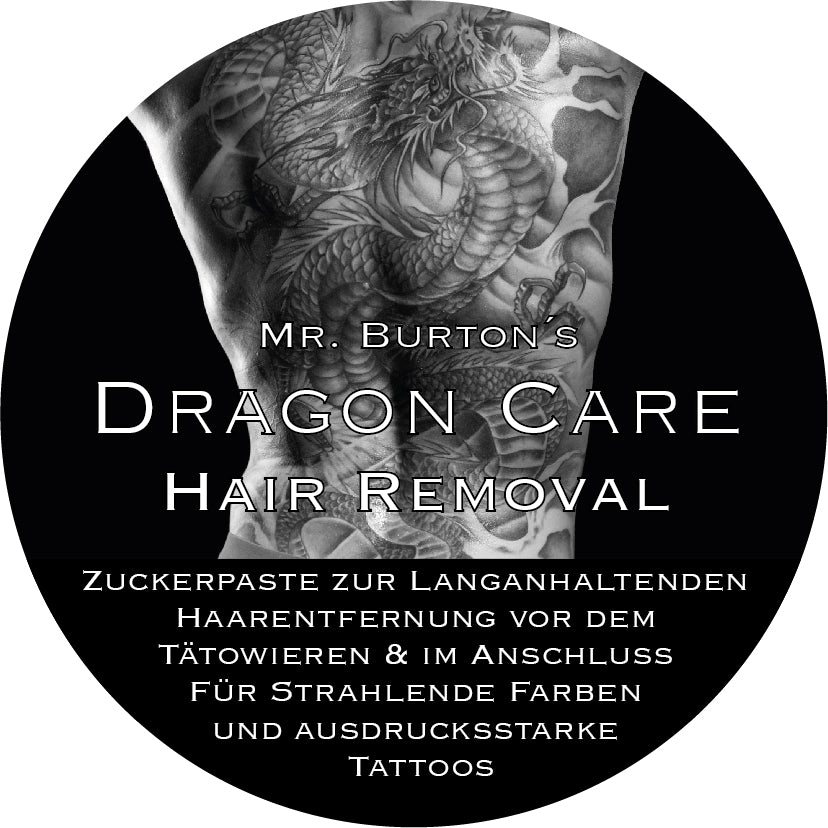 Haarentfernung Paste für Tattoos. Mr Burton´s Dragon Care inkl. 500g Paste, Vliesstreifen, Spatel und Anwendungsanleitung